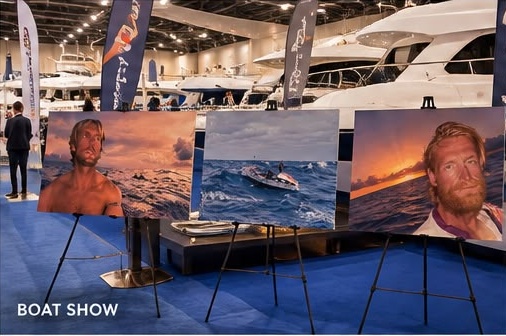 A boat show setting